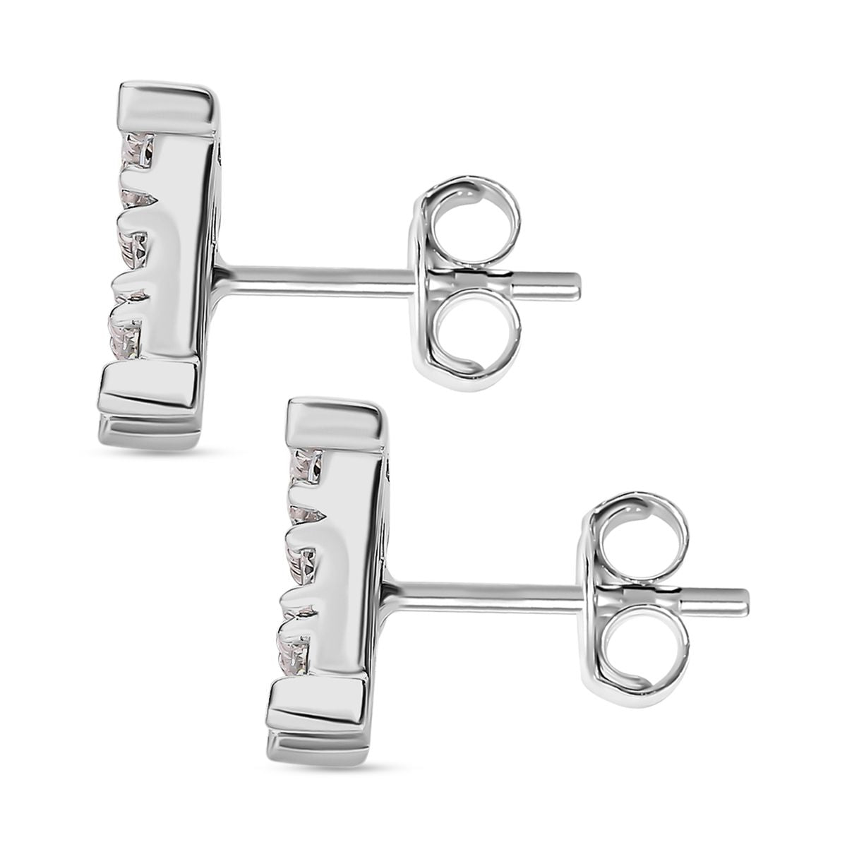 0.45 Ct Moissanite 9 Stone Square Stud Earrings in Sterling Silver V32680831 4