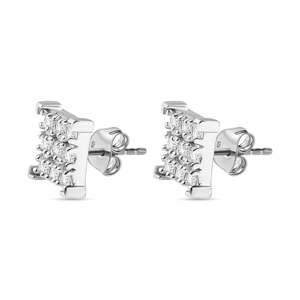 D'Joy - Moissanite Sterling Silver Cluster Earring with Push Back_7561346_4