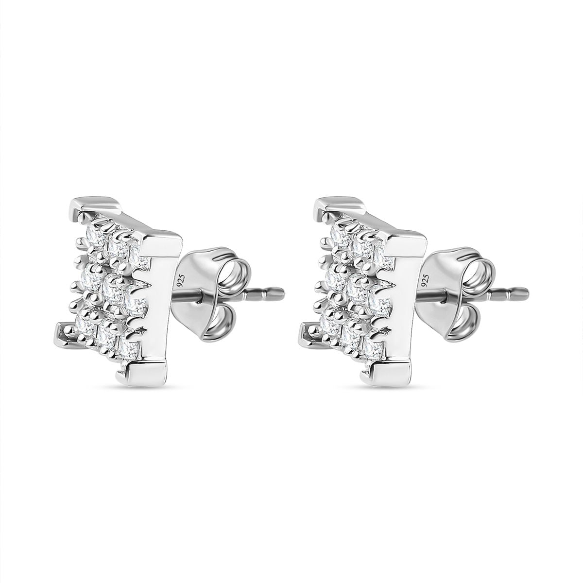 0.45 Ct Moissanite 9 Stone Square Stud Earrings in Sterling Silver V32680831 5