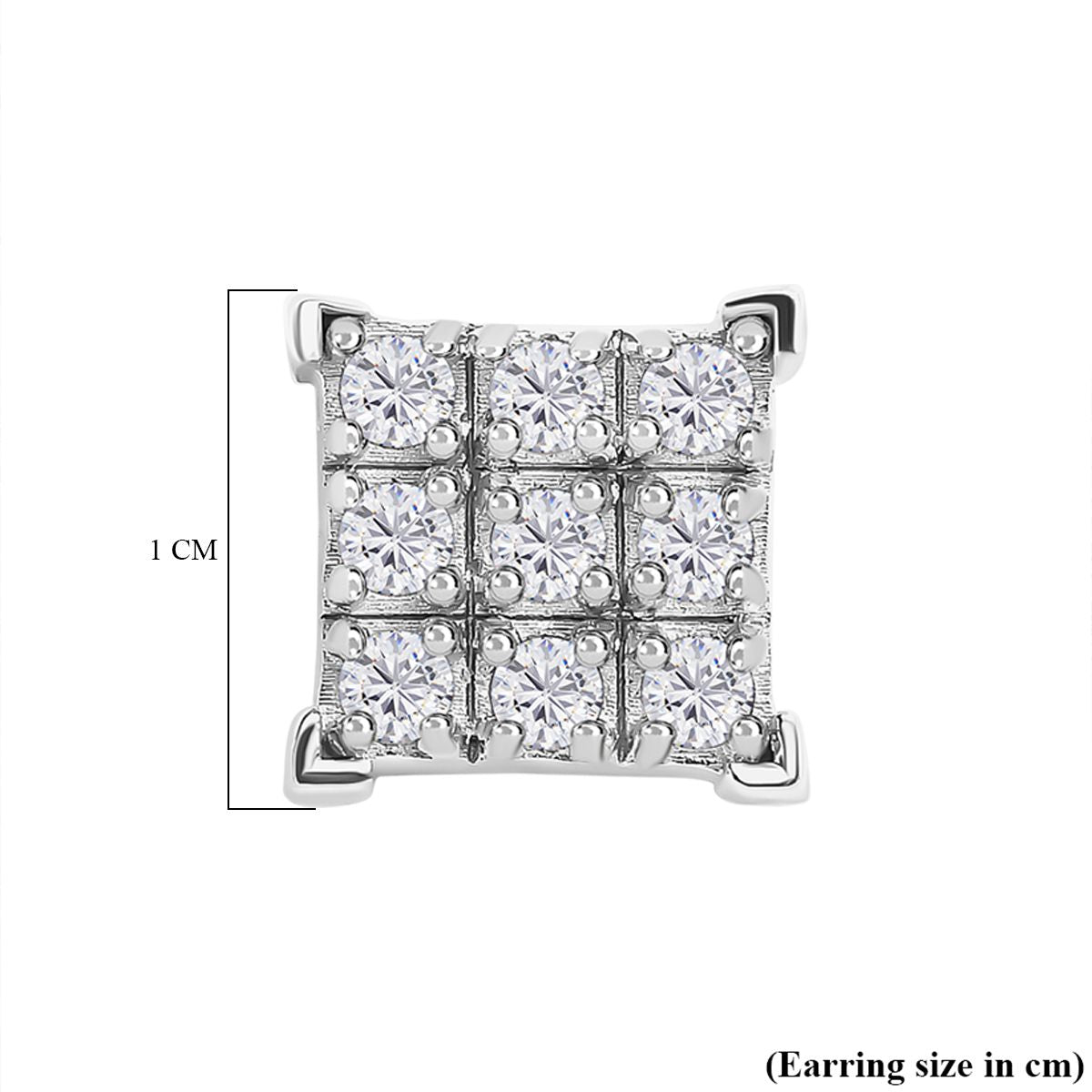 0.45 Ct Moissanite 9 Stone Square Stud Earrings in Sterling Silver V32680831 6