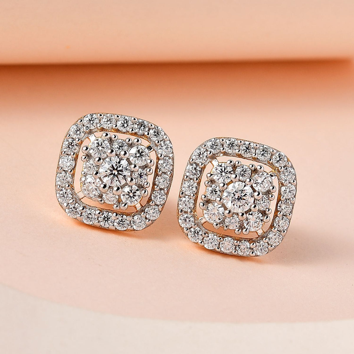 1.4 Ct. Moissanite Cluster Stud Earrings in 18K Vermeil Yellow Gold Plated Sterling Silver 7561352 2