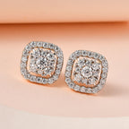 D'joy Moissanite Stud Cluster Earrings with Push Back in 18K Vermeil Yellow Gold Plated Sterling Silver 1.00 Ct_7561352_1
