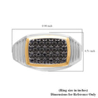 Black Diamond Ring in Platinum & Yellow Gold Overlay Sterling Silver_7561800_11