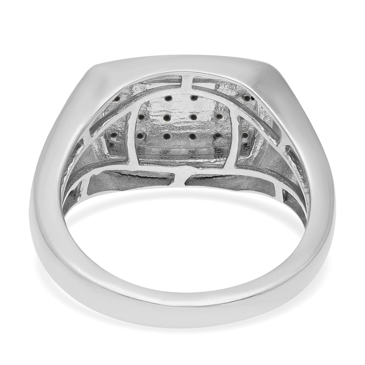Black Diamond Cluster Ring in Platinum and Yellow Gold Overlay Sterling Silver 7561800 5