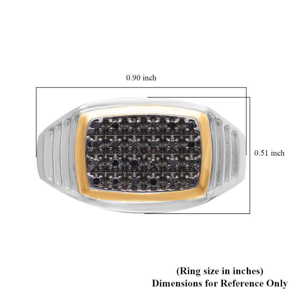 Black Diamond Ring in Platinum & Yellow Gold Overlay Sterling Silver_7561800_5