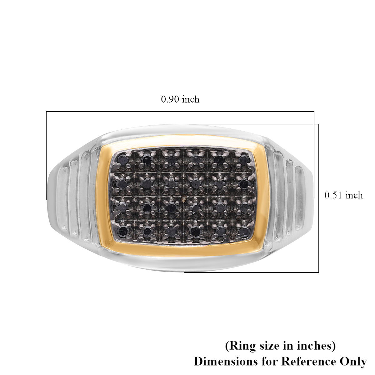 Black Diamond Cluster Ring in Platinum and Yellow Gold Overlay Sterling Silver 7561800 6