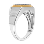 Black Diamond Ring in Platinum & Yellow Gold Overlay Sterling Silver_7561800_9