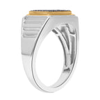 Black Diamond Ring in Platinum & Yellow Gold Overlay Sterling Silver_7561802_3