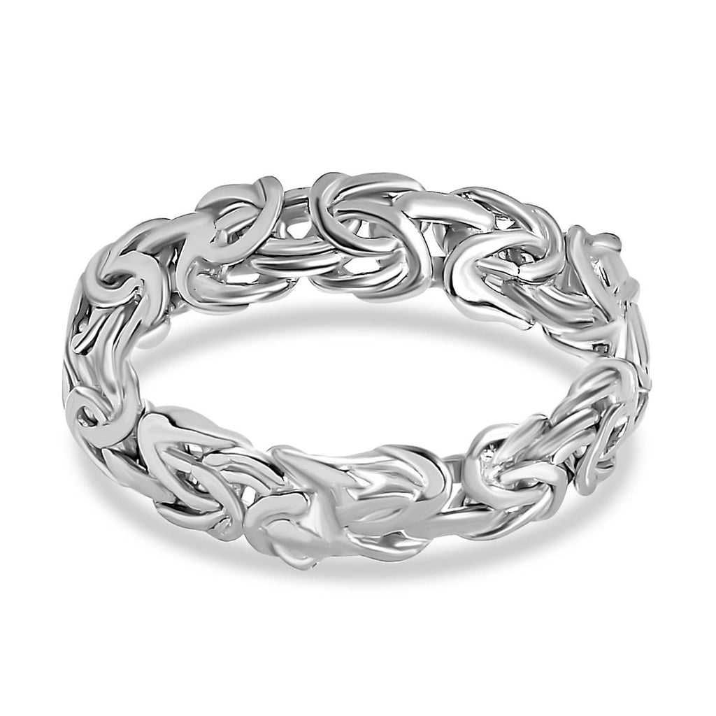 Platinum Overlay Sterling Silver Byzantine Ring, Silver Wt. 4.50 Gms._7563404_4