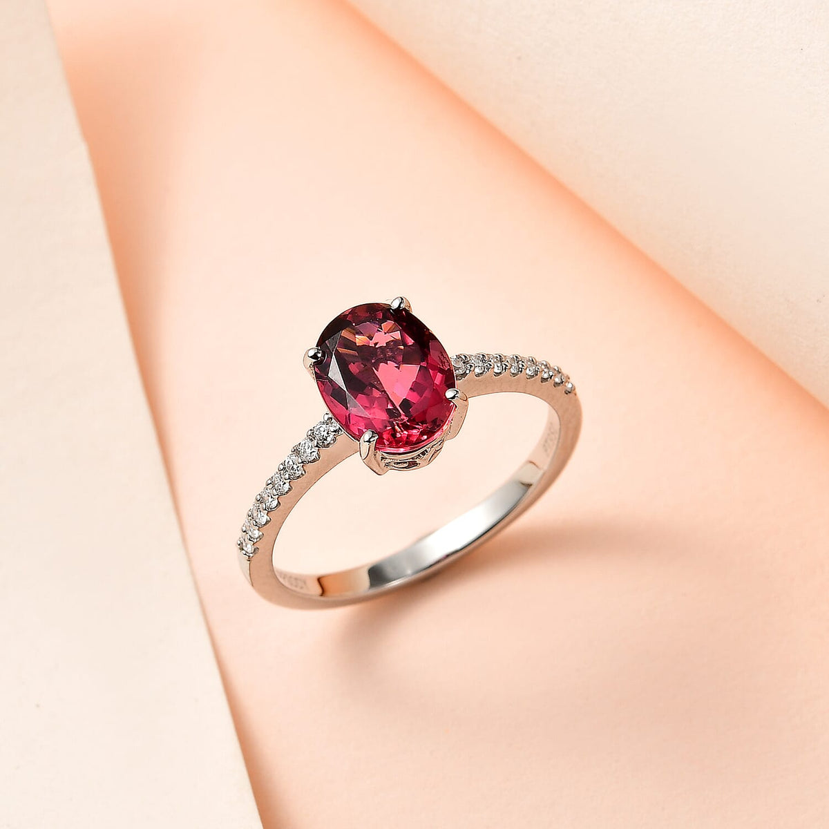 950 Platinum AAAA Rubellite and Diamond (EF/VS2) Solitaire Engagement Ring 2.19 Ct 7563605 1
