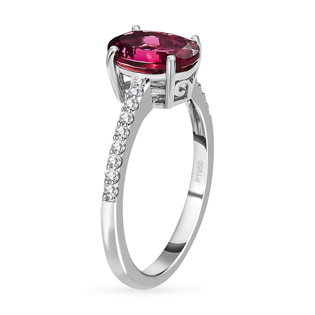 950 Platinum AAAA Rubellite and Diamond (EF/VS2) Solitaire Engagement Ring 2.19 Ct 7563605 3