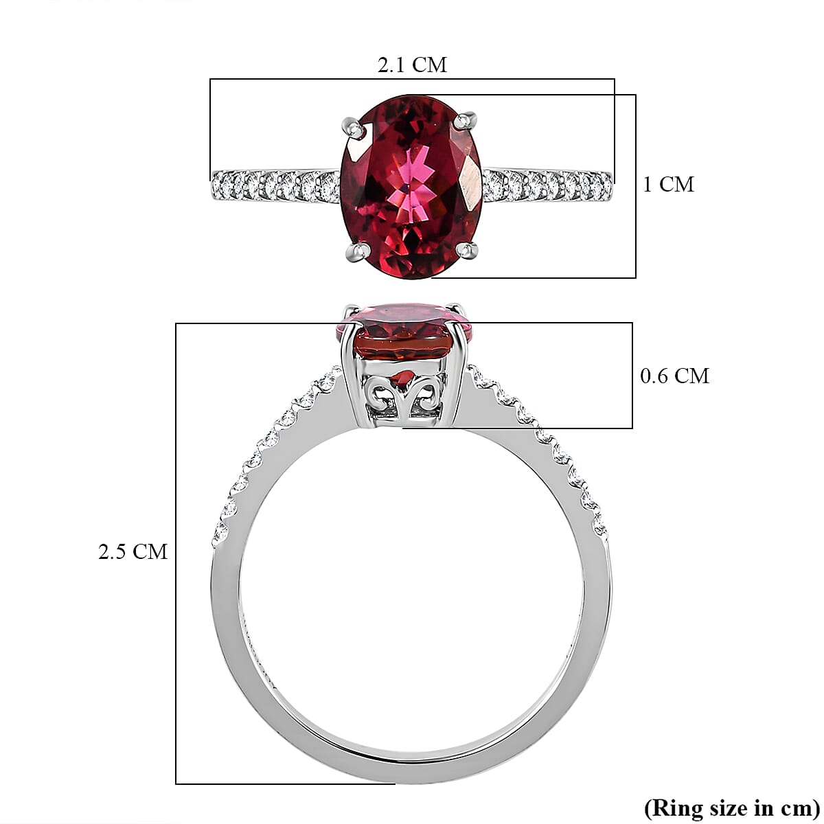 950 Platinum AAAA Rubellite and Diamond (EF/VS2) Solitaire Engagement Ring 2.19 Ct 7563605 5