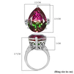 D'Joy Watermelon Colour Tourmaline Quartz & Natural Zircon Pear Cut Solitaire Ring in Platinum Overlay Sterling Silver 16.58 Ct._7564737_5