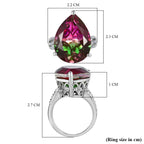 D'Joy Watermelon Colour Tourmaline Quartz & Natural Zircon Pear Cut Solitaire Ring in Platinum Overlay Sterling Silver 16.58 Ct._7564738_5