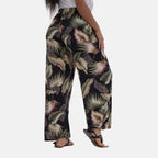 Tamsy Tropical Leaf Pattern Trousers (One Size, 8-16)  - Green_7565474_1