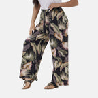Tamsy Tropical Leaf Pattern Trousers (One Size, 8-16)  - Green_7565474_2