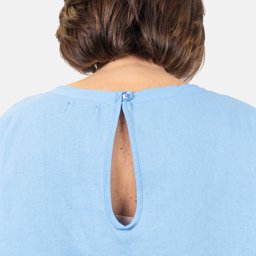 Ladies Crew Neck Linen Top (Size 12) - Pale Blue_7565988_4