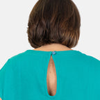 Ladies Crew Neck Linen Top (Size 10) - Teal_7565996_5