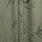 Leaf Print Half Sleeves Mens Shirt (Size M) - Khaki_7566246_3