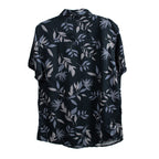 Leaf Print Half Sleeves Mens Viscose Shirt (Size S) - Black_7566248_1