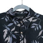 Leaf Print Half Sleeves Mens Viscose Shirt (Size S) - Black_7566248_2