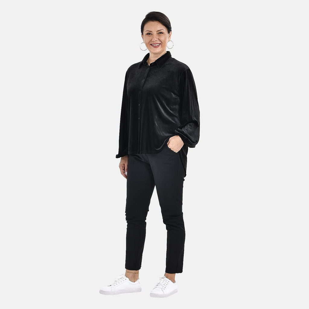 Tamsy Classic Black Velour Shirt (Size S, 8-10)_7567190