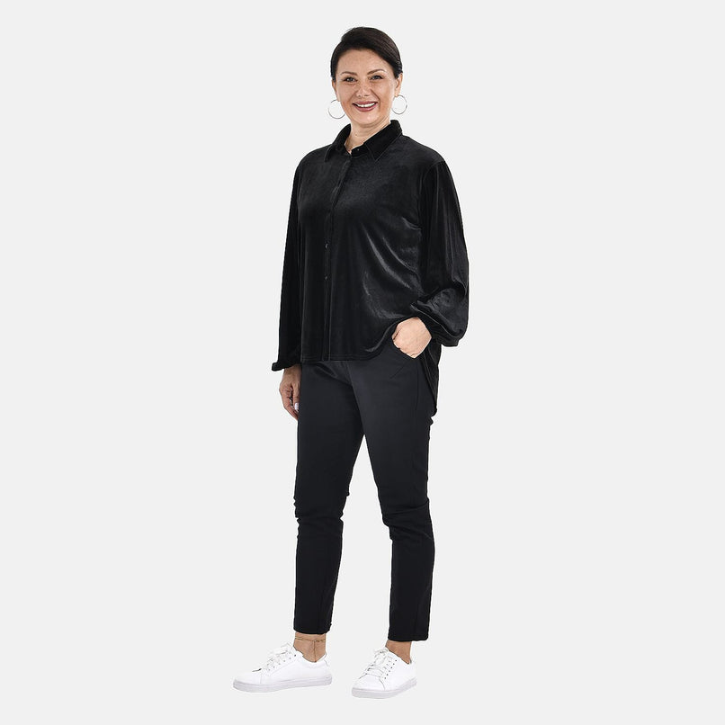 Tamsy Classic Black Velour Shirt (Size S, 8-10)_7567190