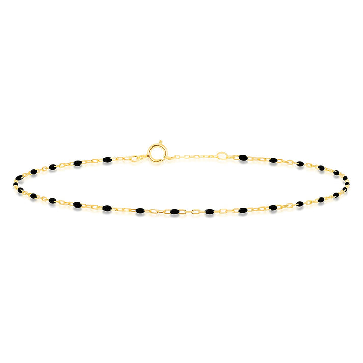 Black Enamel Mini Paper Bracelet in 9K Yellow Gold 7.5 Inch 7567371 1