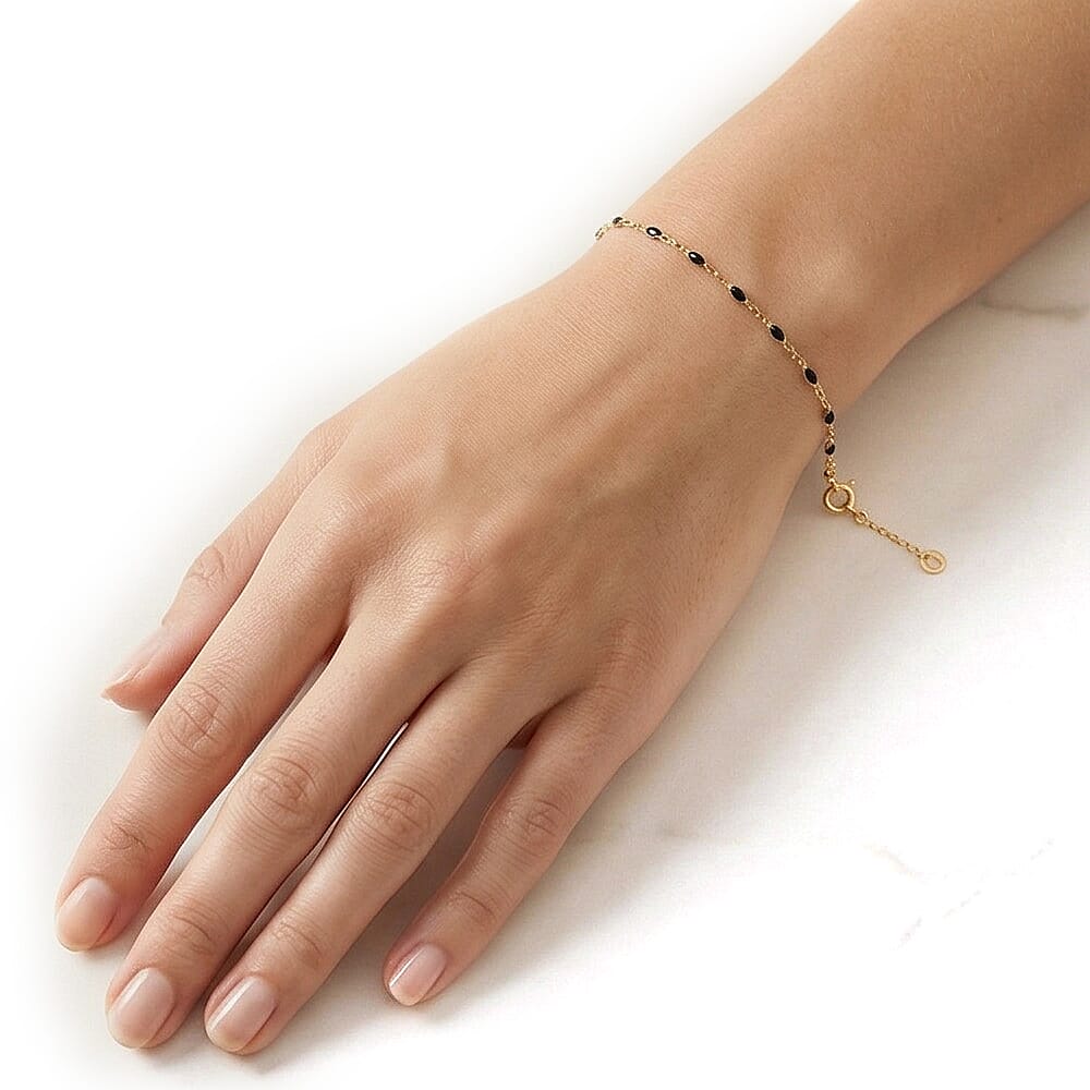 Black Enamel Mini Paper Bracelet in 9K Yellow Gold 7.5 Inch 7567371 3