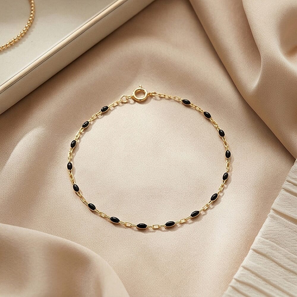 Black Enamel Mini Paper Bracelet in 9K Yellow Gold 7.5 Inch 7567371 5