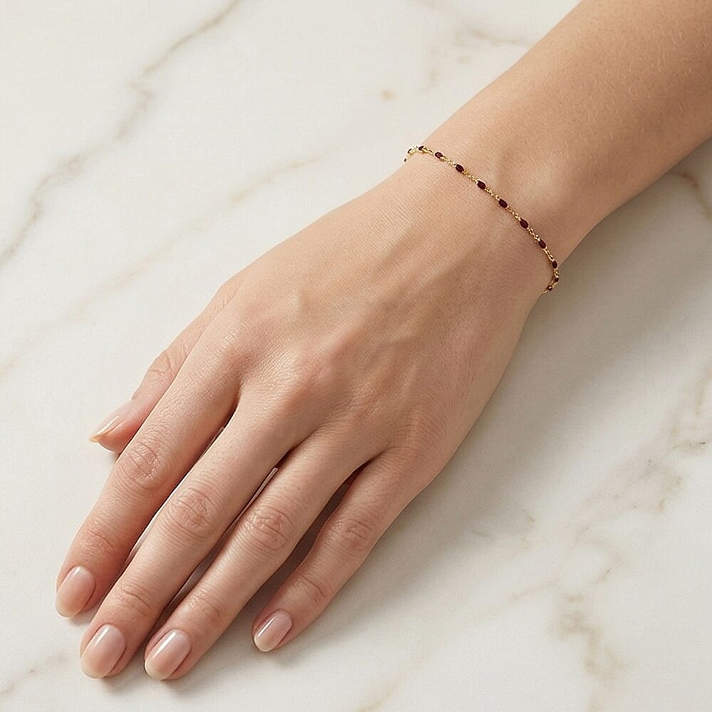 Red Enamel Mini Paper Bracelet 9K Yellow Gold 7.5 Inch 7567408 3