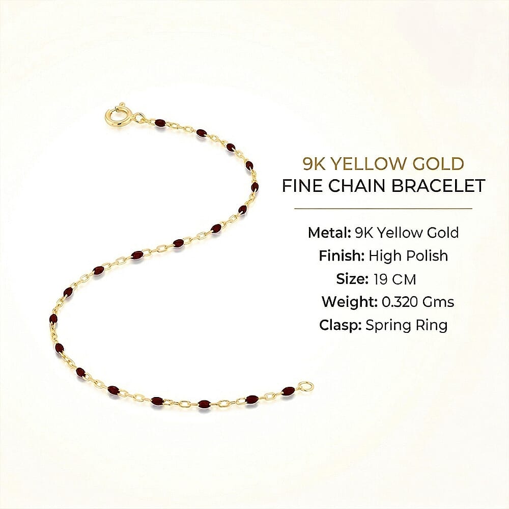 Red Enamel Mini Paper Bracelet 9K Yellow Gold 7.5 Inch 7567408 4