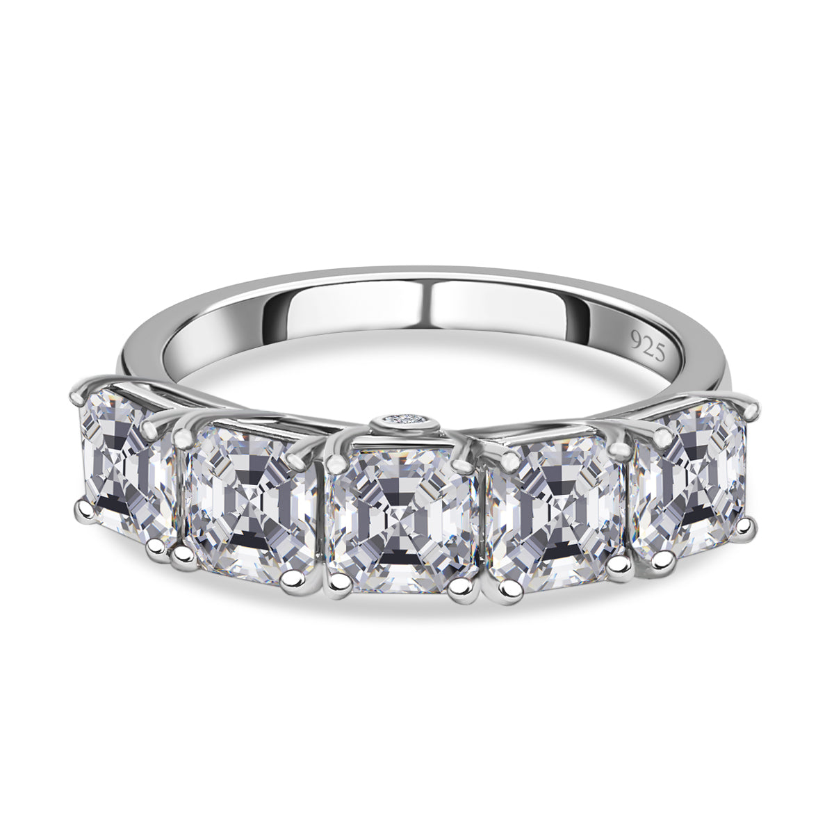 Asscher Cut Moissanite Engagement Ring in Platinum Overlay Sterling Silver 3.21 Ct. V32537660 0