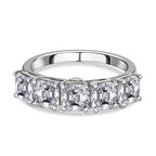D'Joy Asscher Cut Moissanite 5 Stone Band Ring in Platinum Overlay Sterling Silver 3.38 Ct._7567594