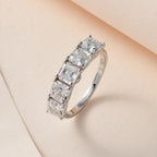 D'Joy Asscher Cut Moissanite 5 Stone Band Ring in Platinum Overlay Sterling Silver 3.38 Ct._7567594_1