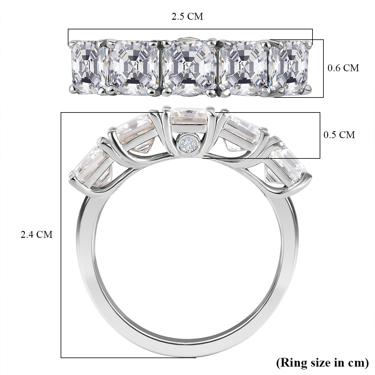 Asscher Cut Moissanite Engagement Ring in Platinum Overlay Sterling Silver 3.21 Ct. V32537660 6