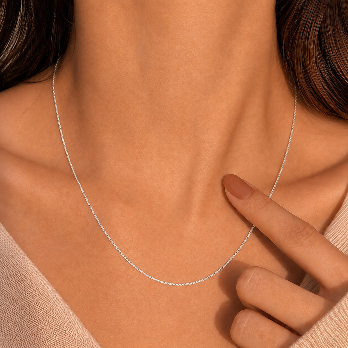 ILIANA 18K White Gold Venetian Box Chain Adjustable 18 Inch to 20 Inch 7572000 2