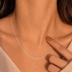 18K White Gold Venetian Box Chain With Spring Ring Clasp (Adjustable Size - 18/20)_7572000_2