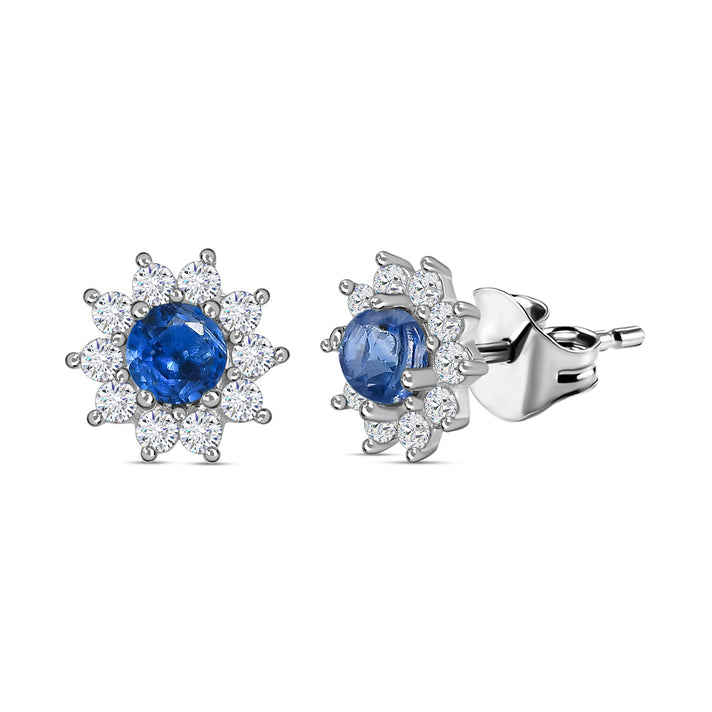 D'Joy Kyanite, Natural Zircon Halo Earring with Push Back in Platinum Overlay Sterling Silver 7572004 1