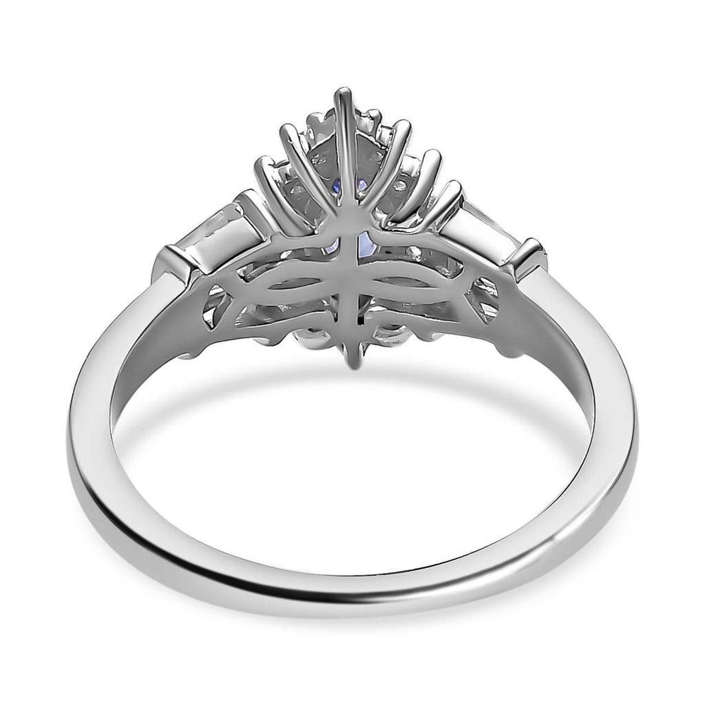 D'Joy Tanzanite & Natural Zircon Ring in Platinum Overlay Sterling Silver 1.02 Ct._7572020_4