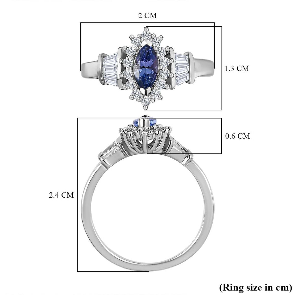 D'Joy Tanzanite & Natural Zircon Ring in Platinum Overlay Sterling Silver 1.02 Ct._7572020_5