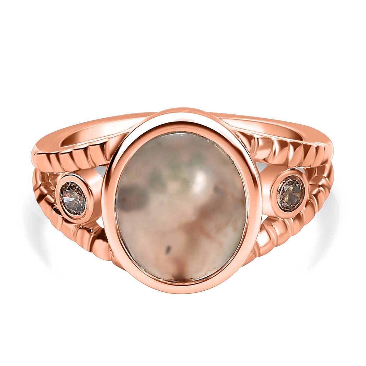 Zimbaprase and Champagne Diamond Ring in 18K Vermeil Rose Gold Sterling Silver 3.95 Ct V32530768 0