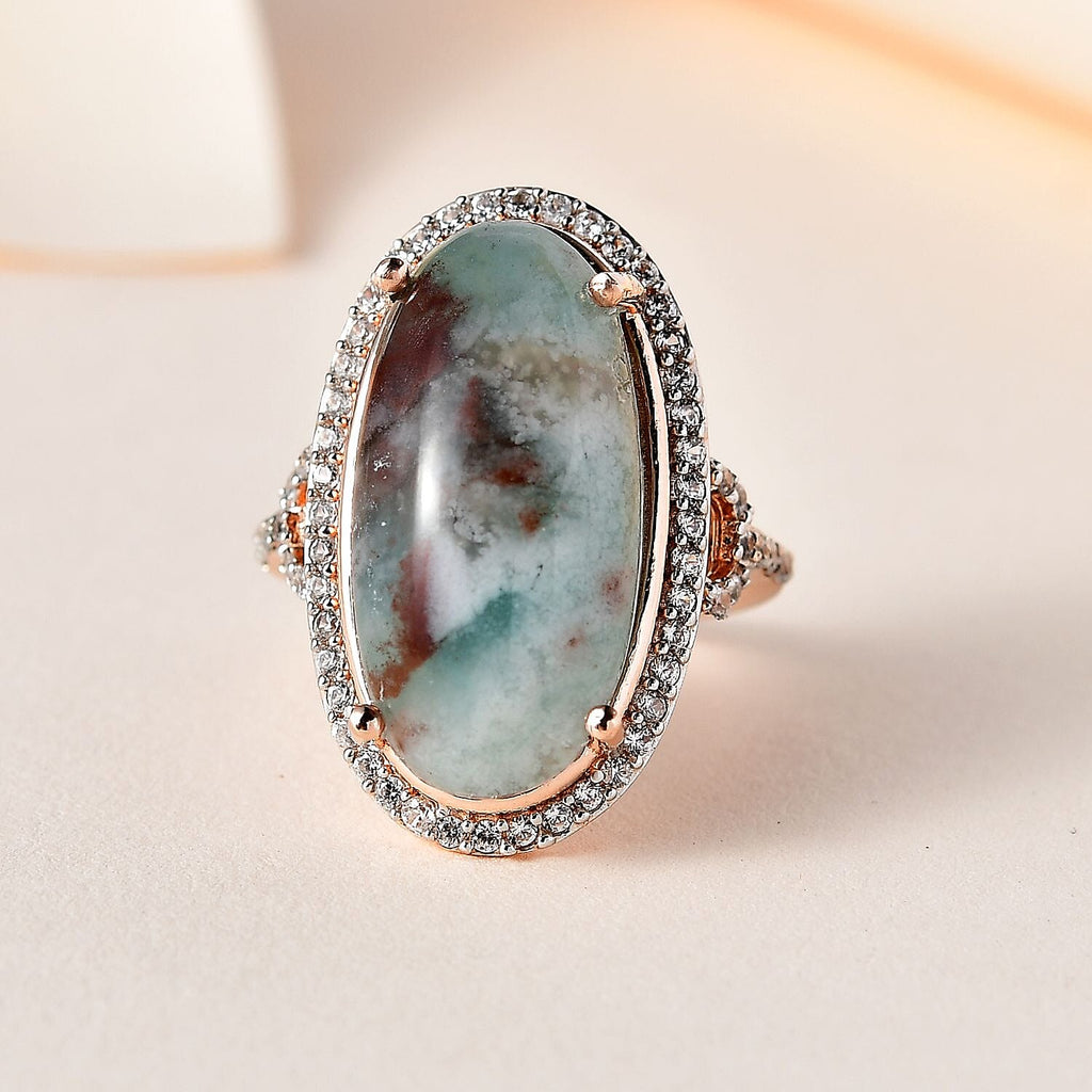 Zimbaprase and Natural Zircon Ring in Rose Gold Vermeil Plated Sterling Silver 13.17 Ct_7572694_1