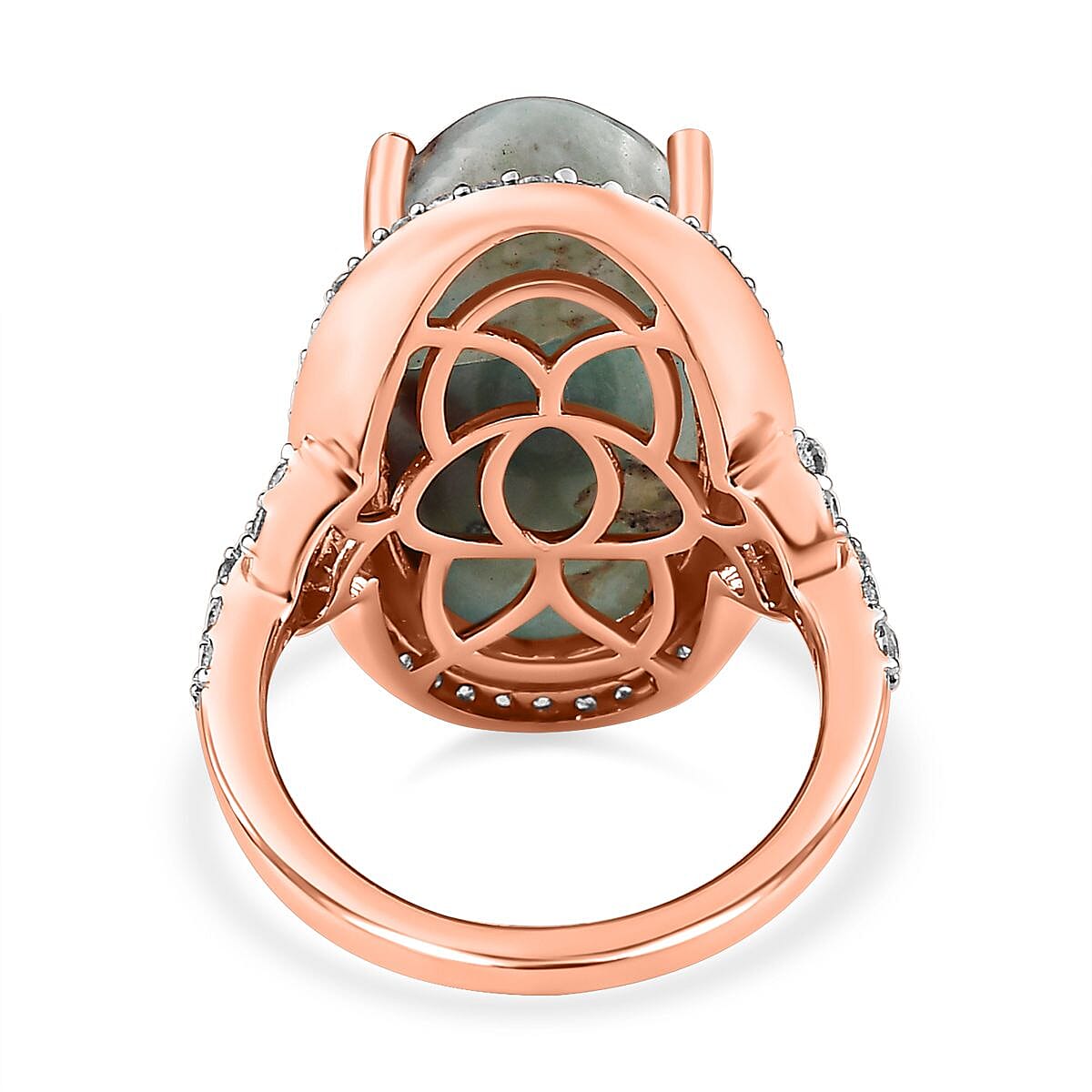 Zimbaprase and Natural Zircon Ring in 18K Vermeil Rose Gold Plated Sterling Silver 13.17 Ct V32530829 4