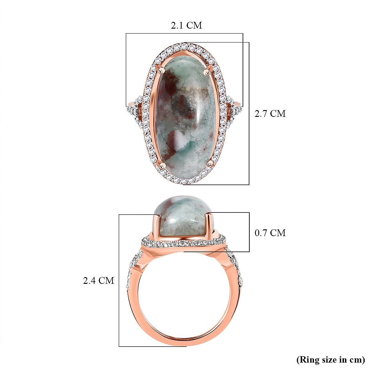 Zimbaprase and Natural Zircon Ring in 18K Vermeil Rose Gold Plated Sterling Silver 13.17 Ct V32530829 5