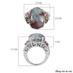 Zimbaprase & Multi-Tourmaline Ring in Platinum Overlay Sterling Silver 15.21 Ct, Silver Wt. 6.72 Gms._7572751_5