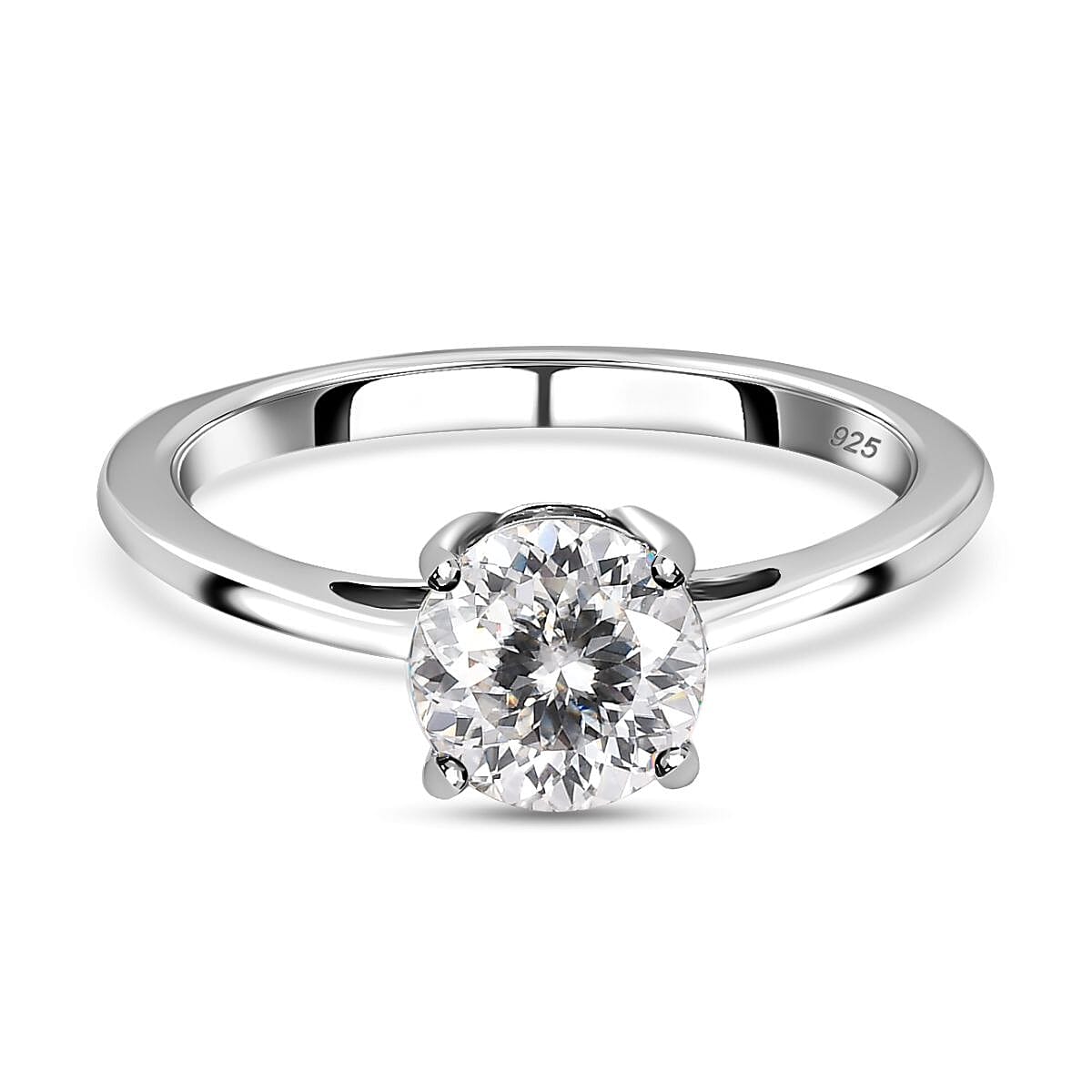 0.98 Ct. Moissanite Solitaire Ring in Platinum Overlay Sterling Silver V32638389 0