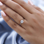 D'Joy Moissanite Solitaire Ring in Platinum Overlay Sterling Silver