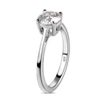 D'Joy Moissanite Solitaire Ring in Platinum Overlay Sterling Silver