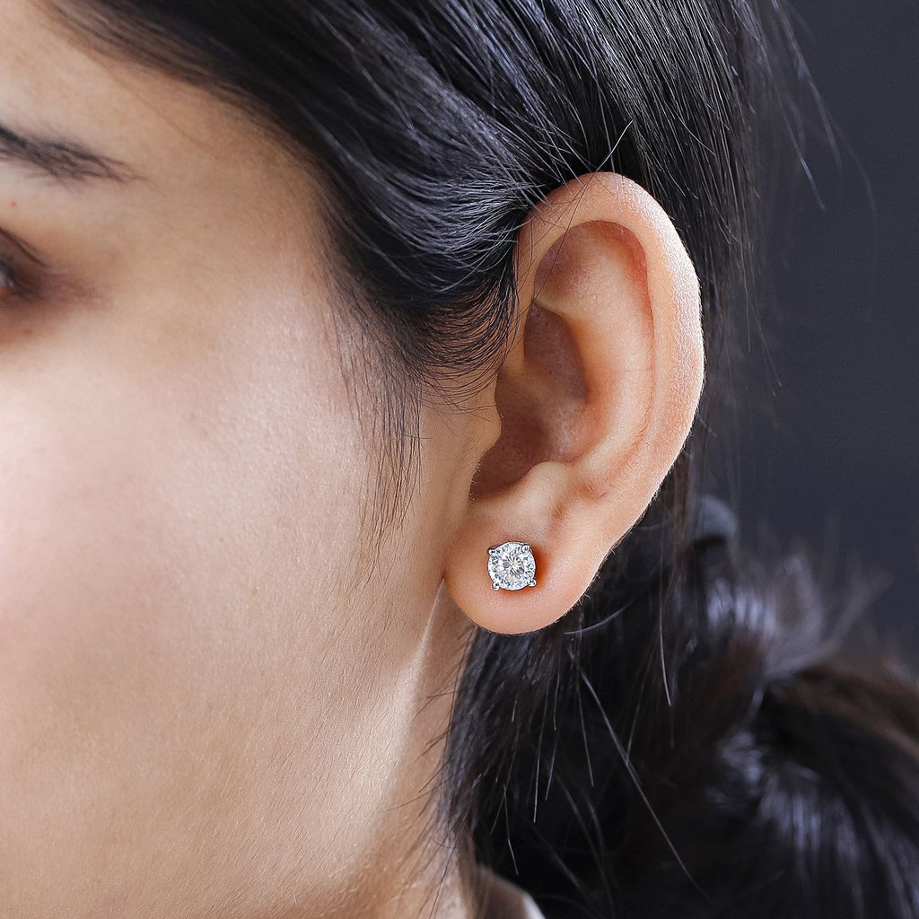 D'Joy Moissanite Stud Earrings with Push Back in Platinum Overlay Sterling Silver 2.00 Ct._7572819_2